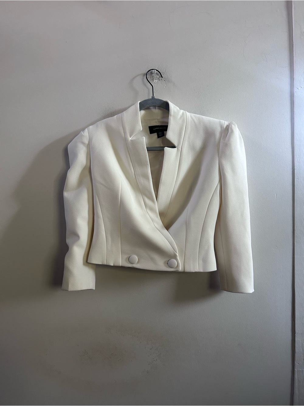 Maje white cropped double breasted blazer 2